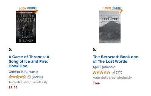 The Betrayed ranking, side by side with Game of Thrones